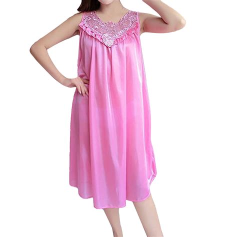 xinglv Clearance Silk Satin Plus Size Nightgown for Women,Sleepwear ...