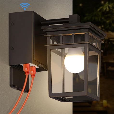 Porch Light with GFCI Outlet Built in, Dusk to Dawn Outdoor Light with ...