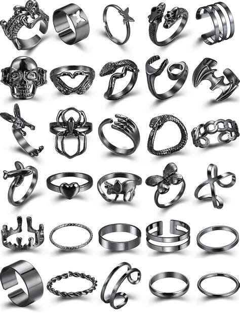 FAXHION Vintage Silver Open Punk Rings for Men Women, 24PCS India | Ubuy