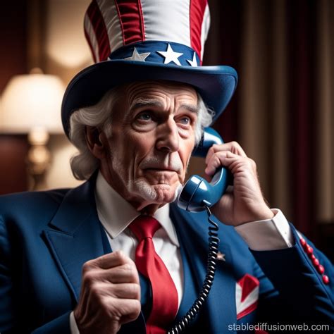 Uncle Sam's Surprised Telephone Moment | Stable Diffusion Online