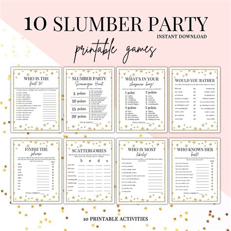 Slumber Party Games Printable Slumber Party Activities - Etsy Australia