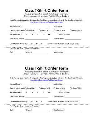 Fillable Online hphs dist113 Class T-Shirt Order Form Class T-Shirt ...