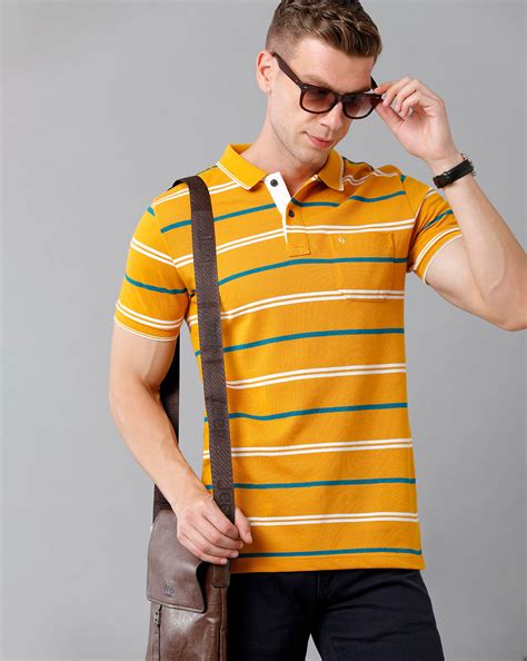 Classic Polo Men's Cotton Blend Striped Half Sleeve Slim Fit Polo Neck