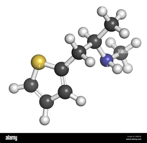 Methiopropamine (MPA) recreational drug, chemical structure. Atoms are ...