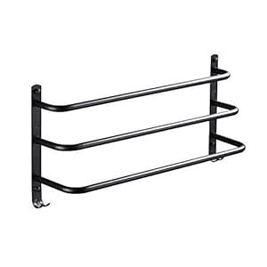 INDIAN DECOR 28000 Matte Black 3 Tiers Towel Racks Steel Towel Holder ...
