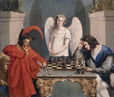 Painting Of Devil Playing Chess