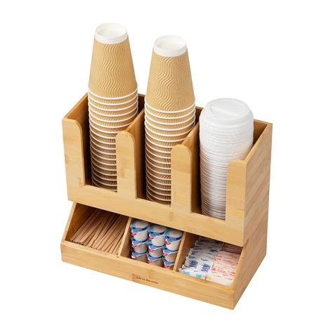 Buy Mind Reader 6 Compartment Bamboo Upright Coffee Breakroom Condiment ...
