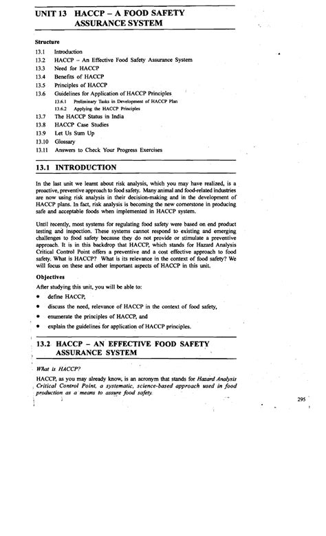 MFN-003 UNIT-13 - Food Safety and Food Microbiology - UNIT 13 HACCP - A ...