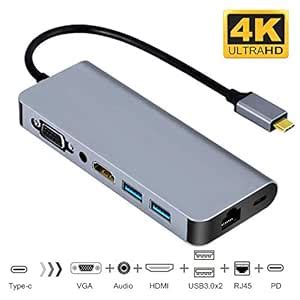 USB Type C Hub, LC-dolida USB C to HDMI VGA Ethernet Adapter with Audio ...