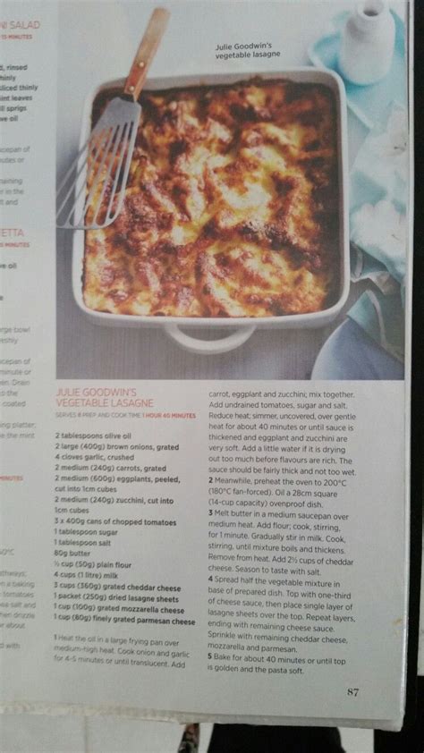 Julie Goodwin's Vegetable Lasagne. Variations: zucchini  
