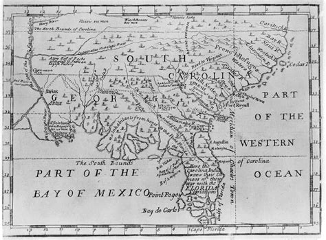 1732 Map of Southeastern USA - English