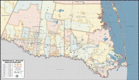 Brownsville - McAllen TX ZIP Code Laminated Map | topographics
