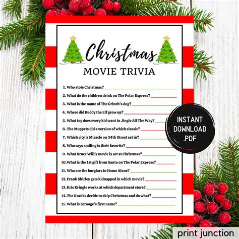 Holiday Movie Trivia Questions And Answers Printables - Printable