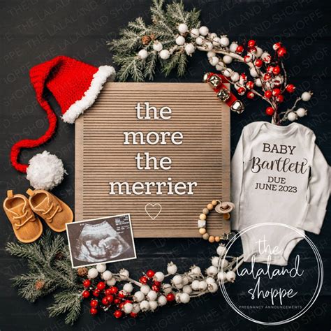 Christmas Pregnancy Announcement, the More the Merrier, Editable ...