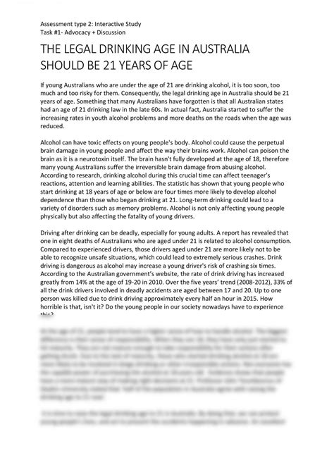 The Legal Drinking Age in Australia Should Be 21 Years of Age | English ...