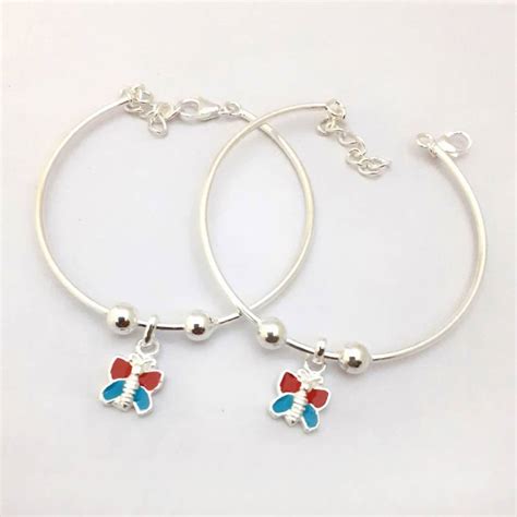 Rinayra Jewels Colorful Butterfly Kids Silver Anklet-ANKK002 Sterling ...
