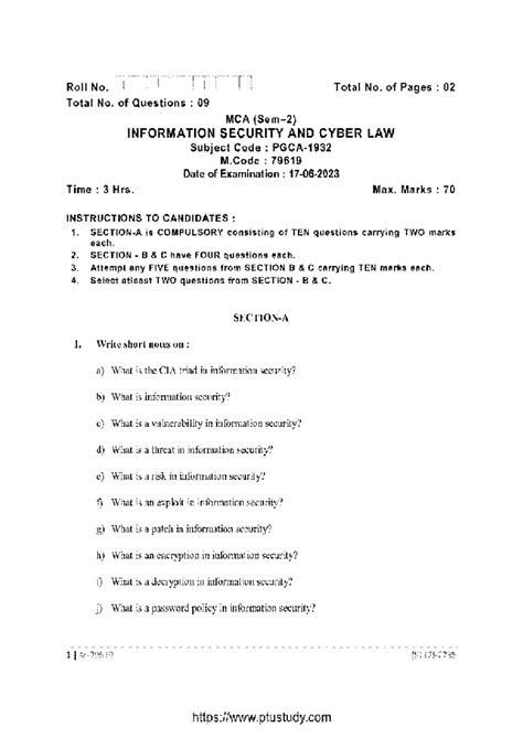 MCA 2nd Sem Info Security & Cyber Law Notes (79619) - Jun 2023 - Studocu