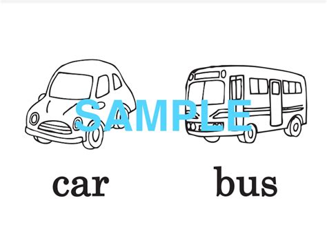 Transportation 絵＋英単語 フラッシュカードデータ（白黒） | SUNNY BUNNY 英語教材オンラインショップ