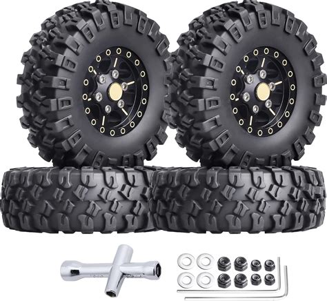 HobbyPark Brass 1.0 Beadlock Wheels and Tires for Traxxas TRX4M Upgrades Parts Axial SCX24 1/24 ...