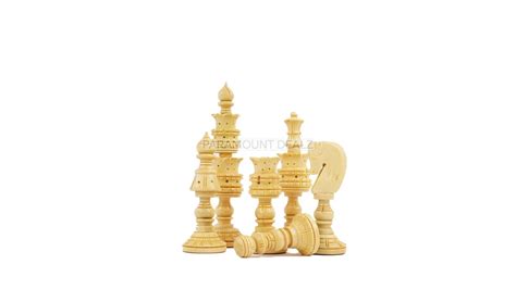 Lotus Style Series 4.5" King Size Handmade Wooden 32 Chessmen Chess Pi