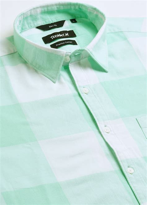 Green Check Mens Half Sleeve Shirt – pronk.in