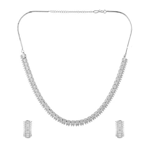 Sparkling Essential Radiant Statement American Diamond Necklace Set ...
