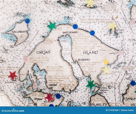 Map of Orcas Island in Washington State Stock Photo - Image of united ...