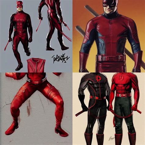 daredevil concept art leather suit billy stick painted | Stable Diffusion