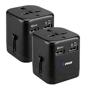 OREI Worldwide Universal Travel Adapter with Dual USB Ports 2.1A Smart ...