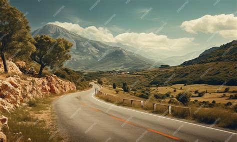 Premium Photo | A country road running through the mountains in the ...