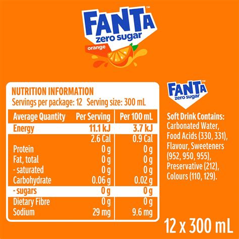 Fanta Orange Zero Sugar Soft Drink Bottles 300ml X 12 Pack | Woolworths