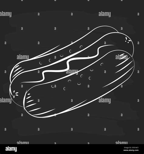 Hand-drawn hot dog with bun and mustard sketch Vector Stock Vector ...