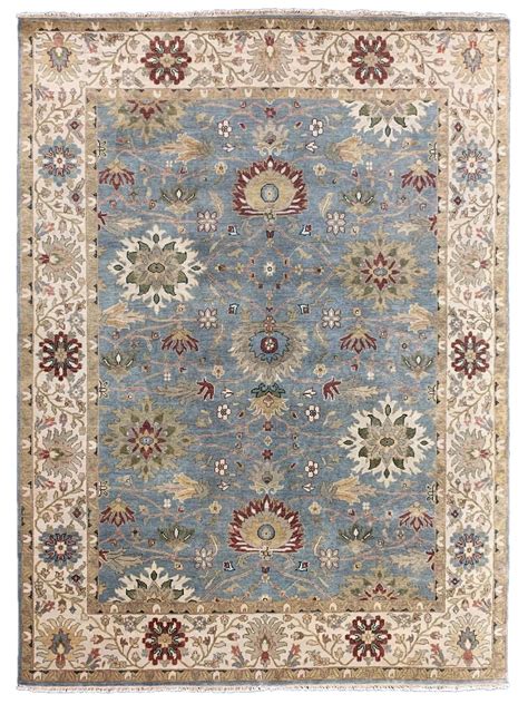 Artisan Lt.Blue Ivory Traditional Knotted Wool Rug – Atlanta Designer Rugs