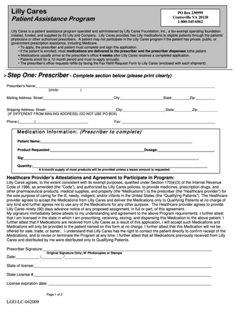Form Lgo-Lc - Patient Assistance Program Information Form - Lilly Cares ...