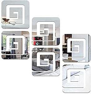 Buy HOLME'S 6 Square 3D Mirror Acrylic Wall Stickers Home Office and ...