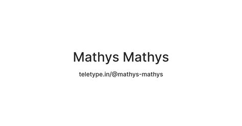 Mathys Mathys — Teletype