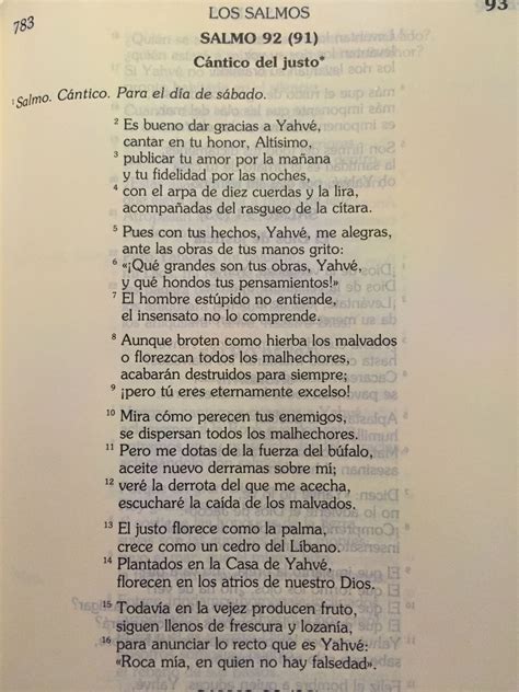 Salmo 92 de la Biblia Catolica