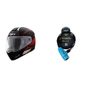 Vega Ryker D/V Bolder Full Face Helmet (Dull Black and Red, L) and Vega ...
