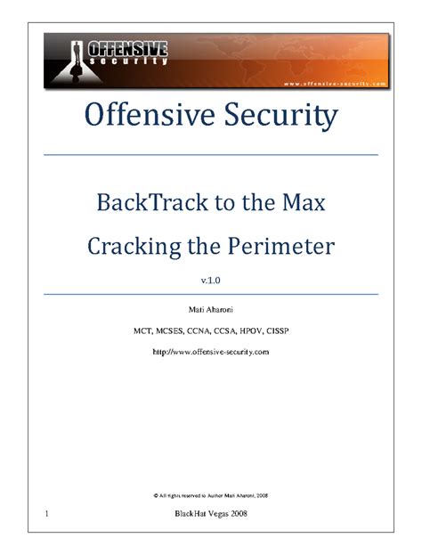 Offensive Security - Back Track to the Max Cracking the Perimeter V 1 ...