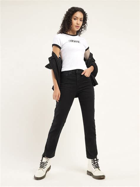 Women's 724 Black Straight Fit High Rise Jeans – Levis India Store