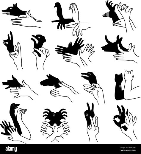 Hands shadow. Theatrical gestures hands puppets creative poses from ...
