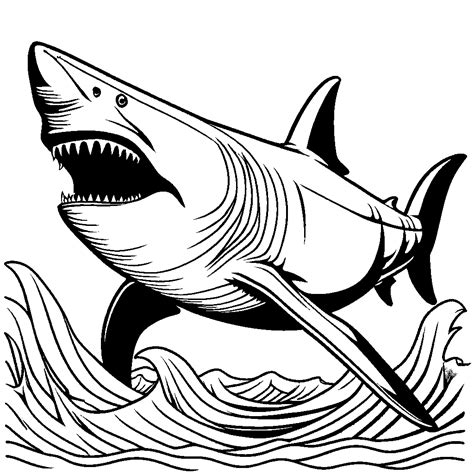 Megalodon shark underwater coloring page Lulu Pages