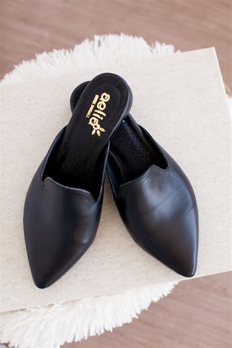 Black Leather Mules, Handmade Slides Black open heel women shoes ...
