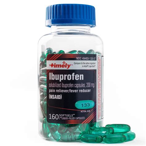 Timely Ibuprofen 200mg - 160 Liquid Softgels - Compared to Advil Liqui ...