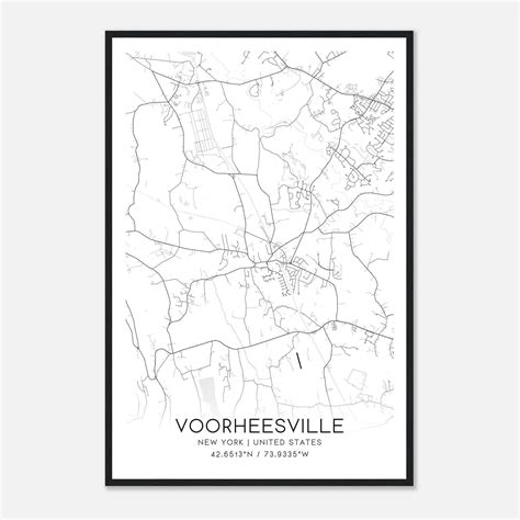 Voorheesville New York Map Poster, Modern Home Decor Wall Art Print ...