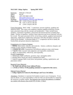 Fillable Online MAC1140 Precalculus Algebra Summer 2007 Fax Email Print ...