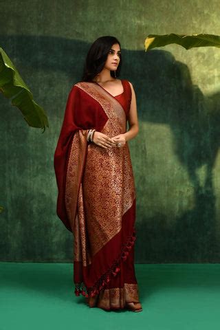 'Pride of Kashi' Shikargah Elegance Royal Maroon Pure Khaddi Georgette ...