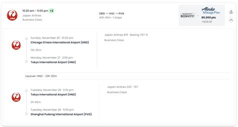 80,000 pts Japan Airlines Business Class from Chicago to Shanghai (via ...