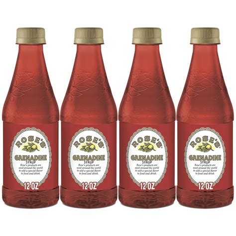 Rose’s Grenadine Syrup 4 Pack 12 OZ Bottle, | Perfect for Cocktails ...