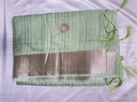 Pista Green Cotton Saree – Manya Clothing